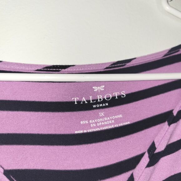 Talbots Purple Striped Stretch Top 1X - Picture 2 of 8
